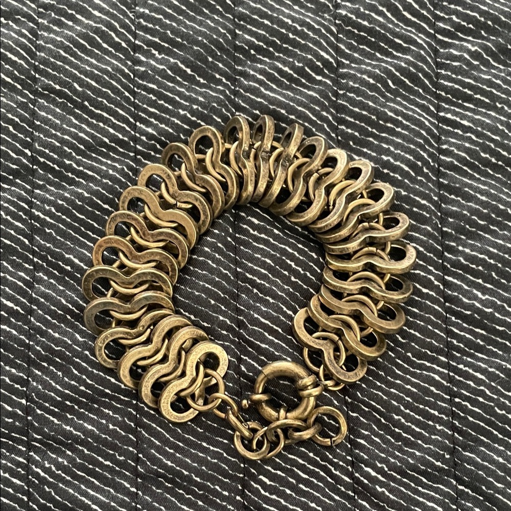 Vintage Bronze Tone Bracelet with Iridescent Stones - Picture 3 of 9
